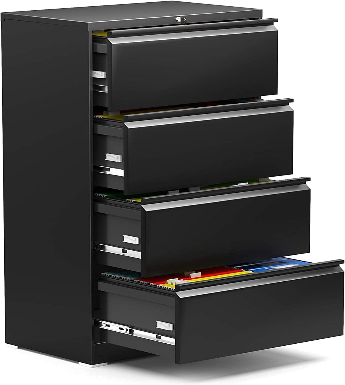 Black Mobile Filing Cabinet 3 Drawer with Lock Wheels C951067