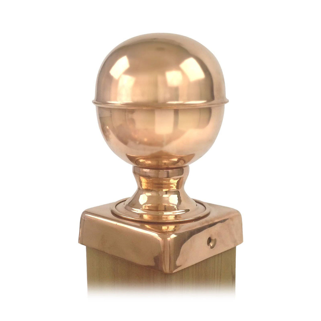 Copper Ball Top Slip Over Fence Post Cap, Brown S2257
