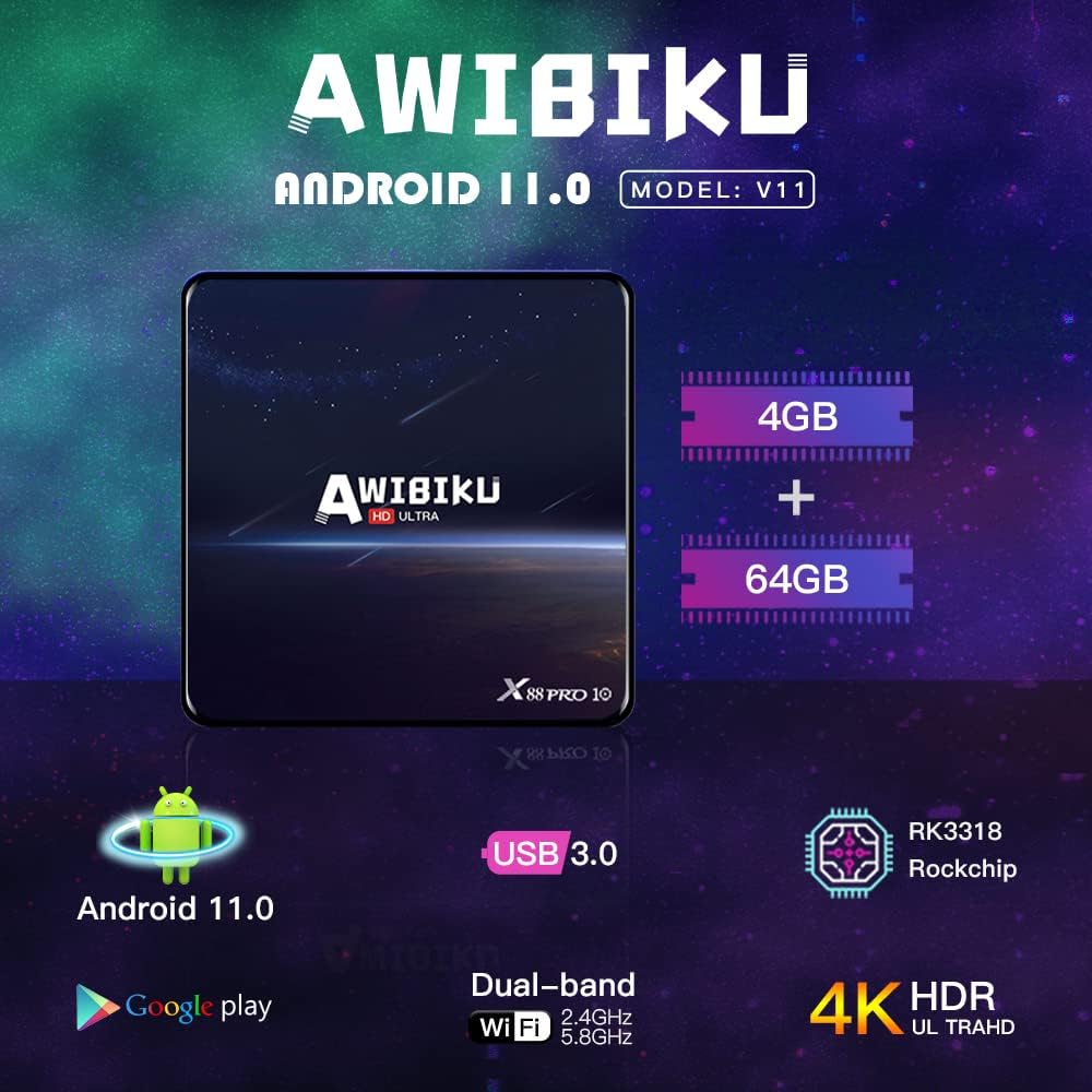 Android TV Box 4GB 64GB Ultra HD 4K HDR WiFi Bluetooth Set Top Box Pack of 2 Q7512