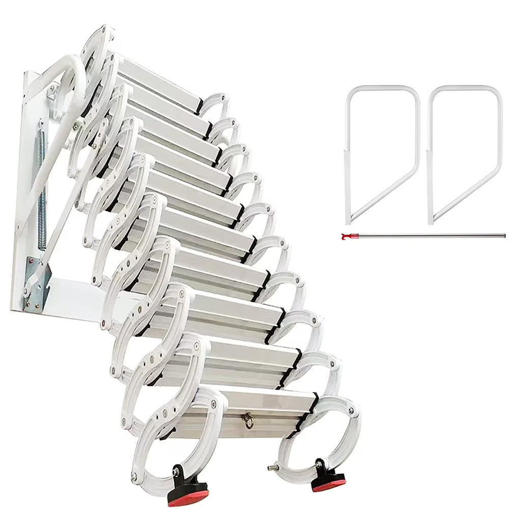 White Al-mg Alloy Wall Mounted Folding Attic Ladder P44986