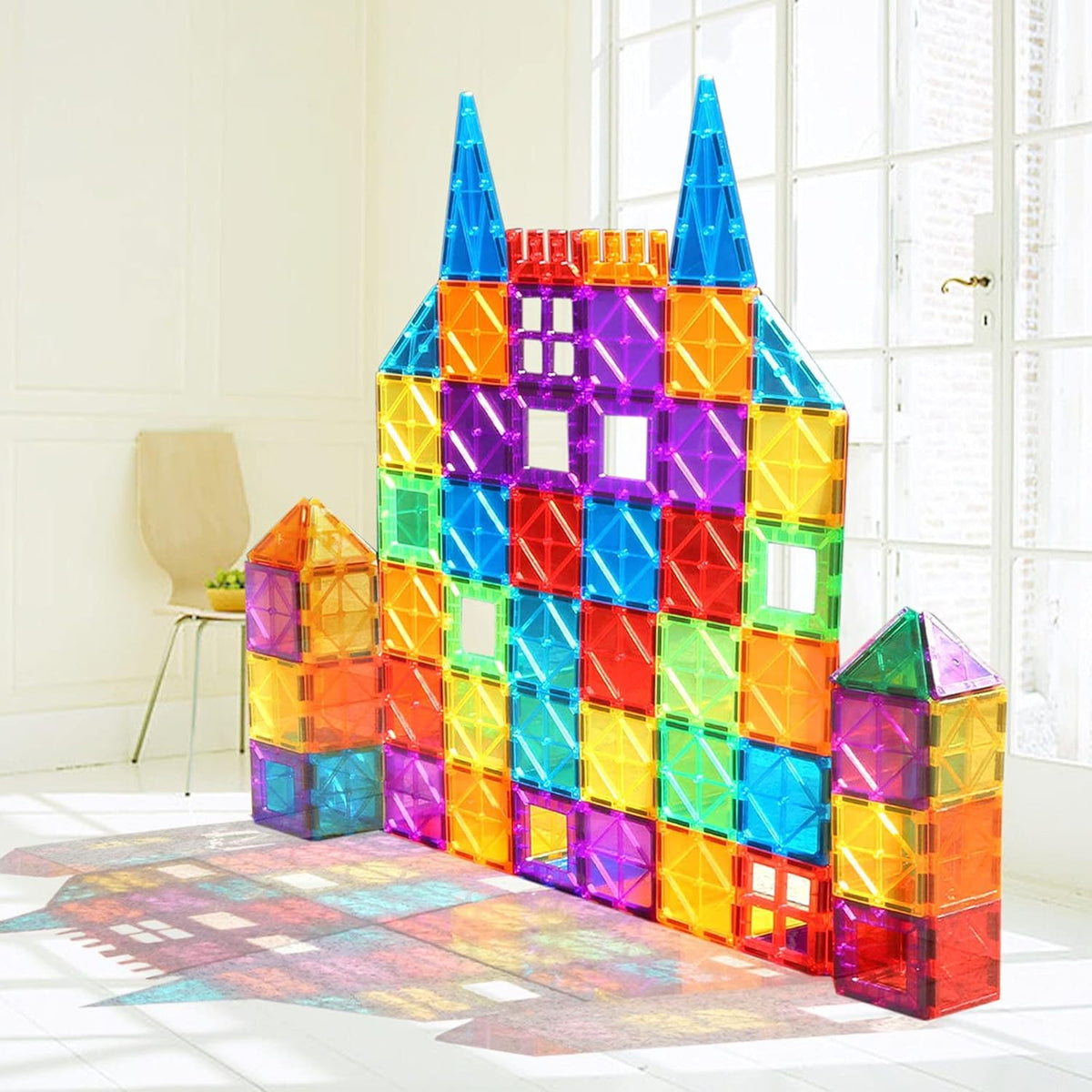 65 Piece Colorful Magnetic Building Blocks Set with Car T99455