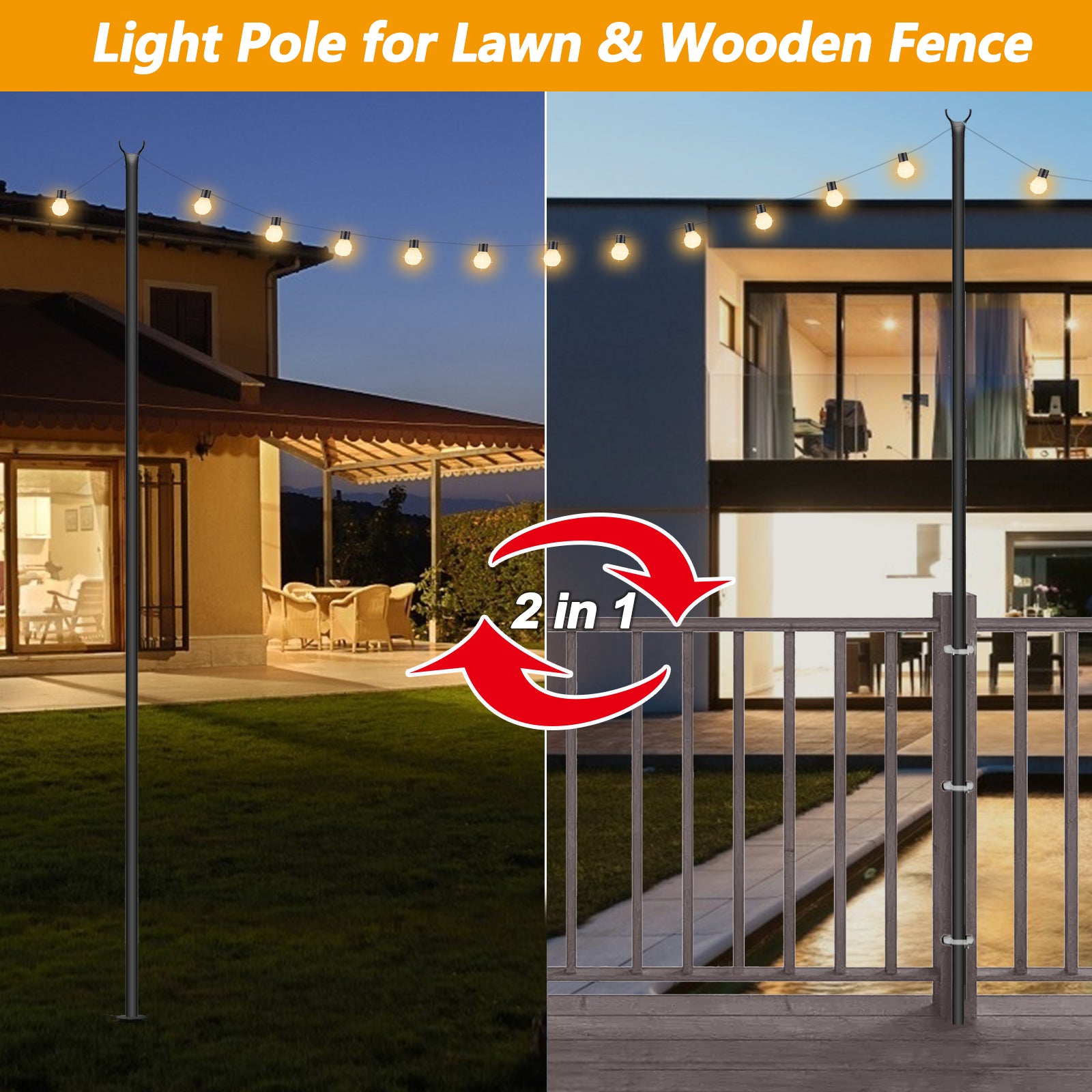2PACK 9ft Steel Powder Coated Shade Sail Support Pole B136447