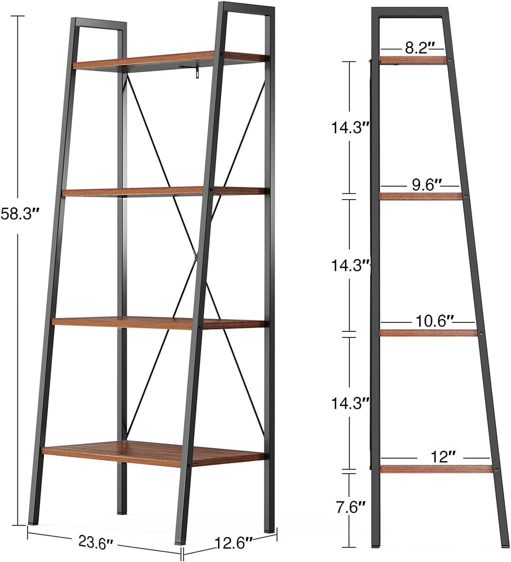 4-Tier Industrial Ladder Bookcase R7670