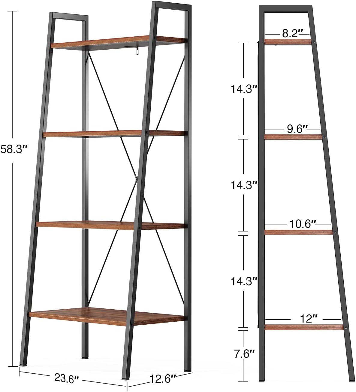 4-Tier Industrial Ladder Bookcase R7670