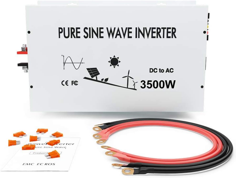 3500W Pure Sine Wave Power Inverter DC 48V to 110V 120V AC with Dual Outlets G361