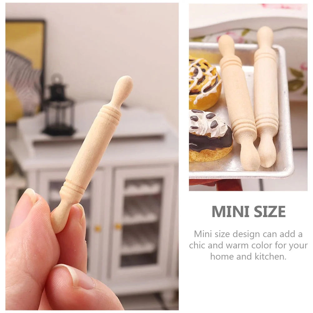 24 Pcs Rolling Pin Toys Doll Decorative Kitchen Simulated Mini Roller Cookie House Child K257