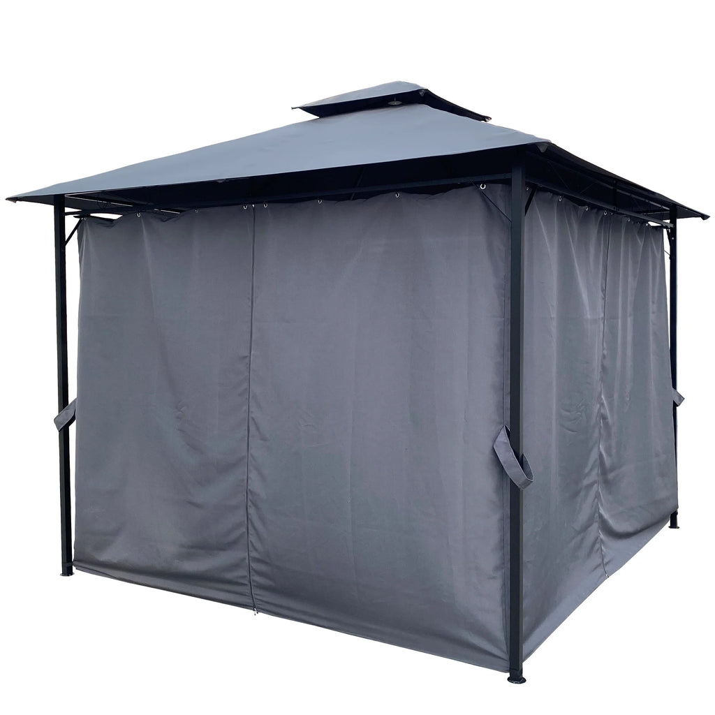10x10 Ft Outdoor Patio Gazebo Canopy With Curtains, Gray S3753