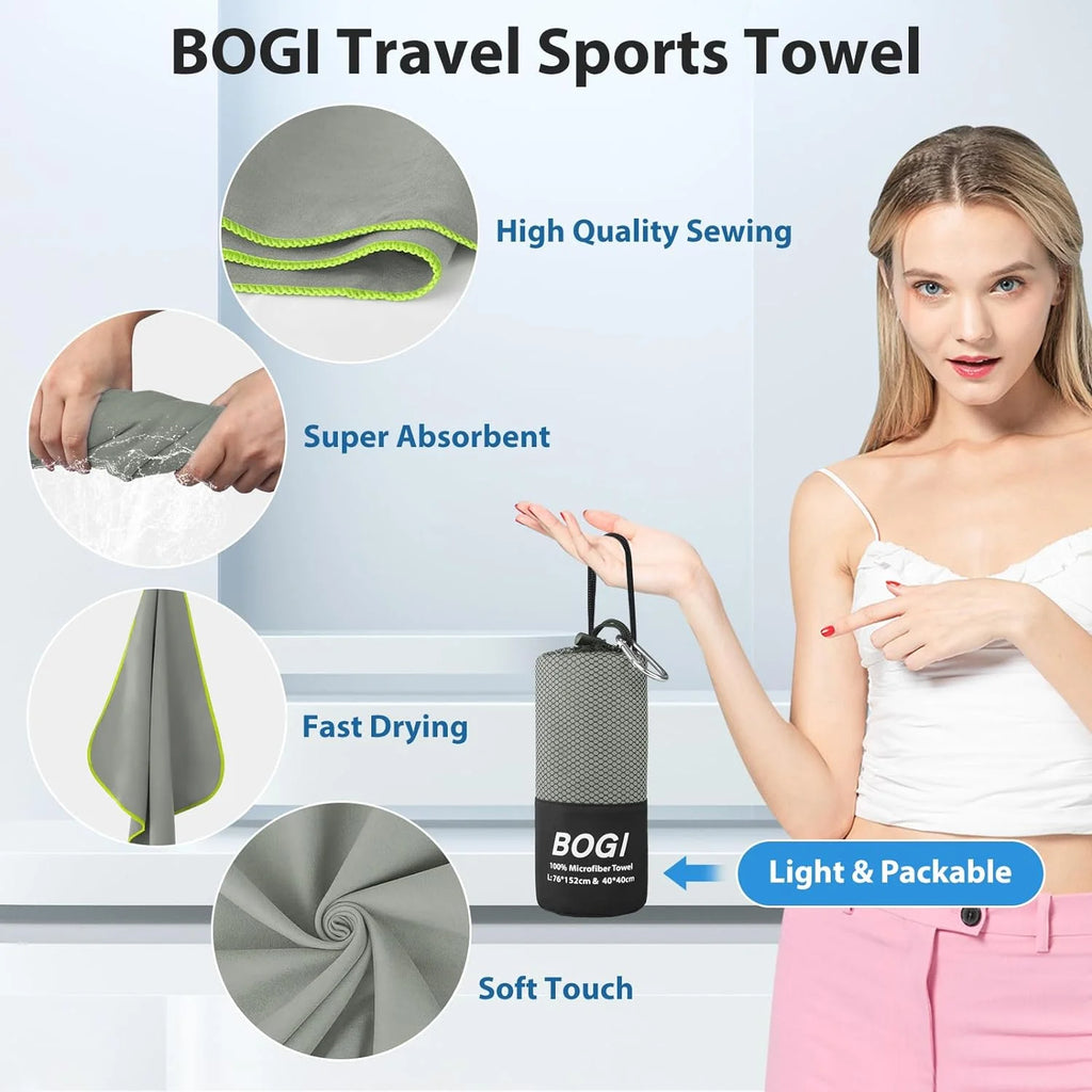 Grey Microfiber Travel Towel 2 Pcs 16''x32'' Q38083