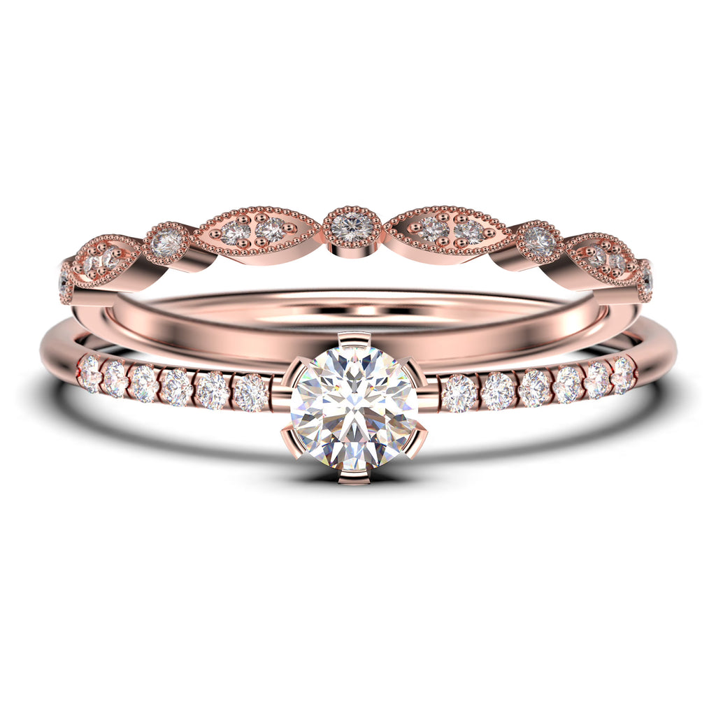 1.05 Carat Round Cut Diamond Moissanite Engagement Ring in 10k Solid Rose Gold N84660