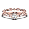 1.05 Carat Round Cut Diamond Moissanite Engagement Ring in 10k Solid Rose Gold N84660