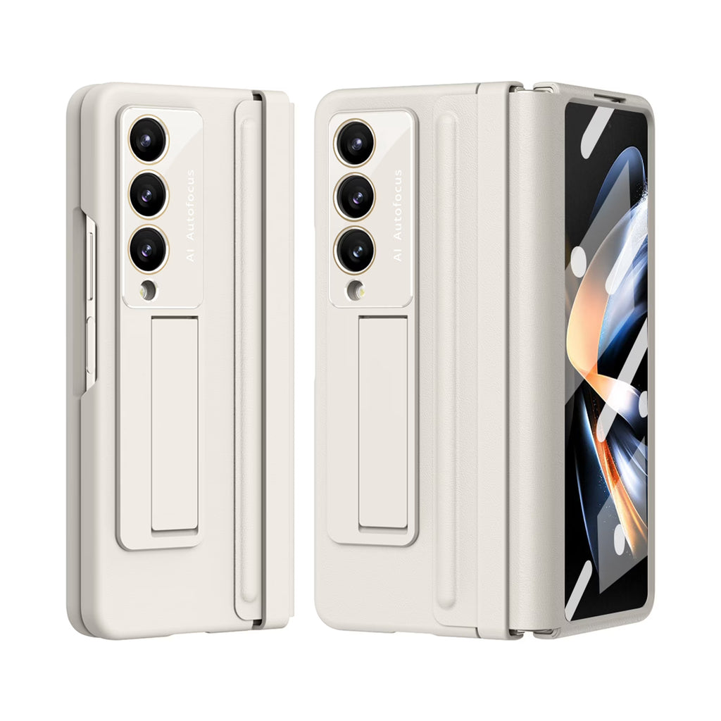 White Ultra Thin Magnetic Kickstand Phone Case for Samsung Galaxy Z Fold 4 W388