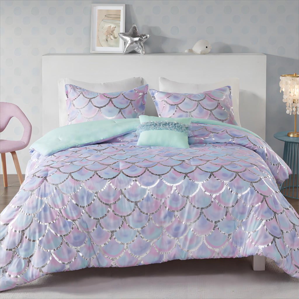 Twin/Twin XL 3-Piece Reversible Comforter Set with Decor Pillow F7129