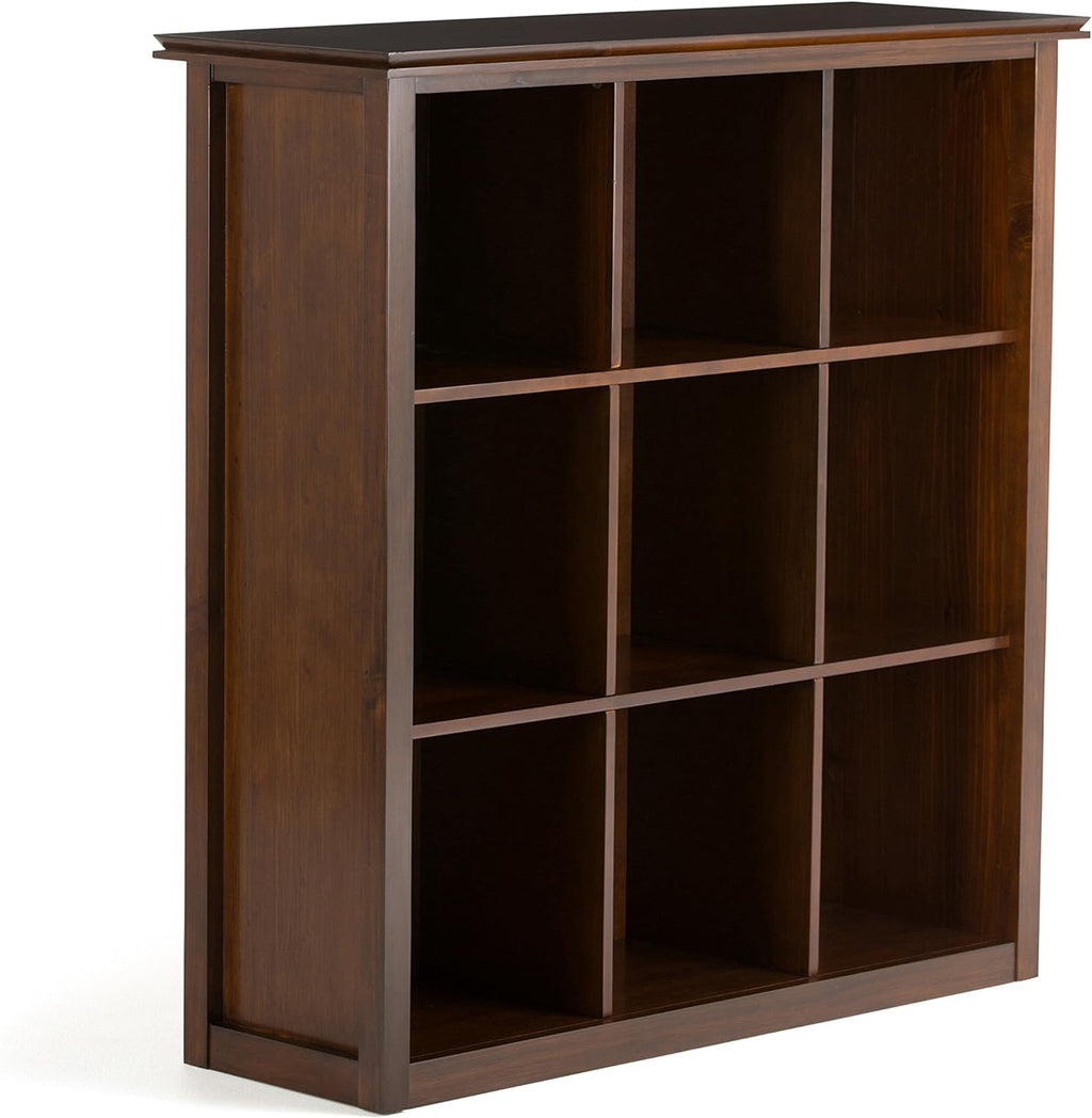 9 Cube Solid Wood Bookcase in Russet Brown W449936