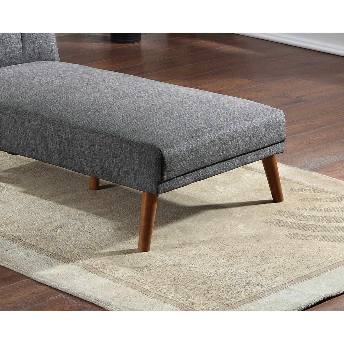 Blue Grey Polyfiber Adjustable Chaise Bed Solid Wood Legs Plush Couch T403425