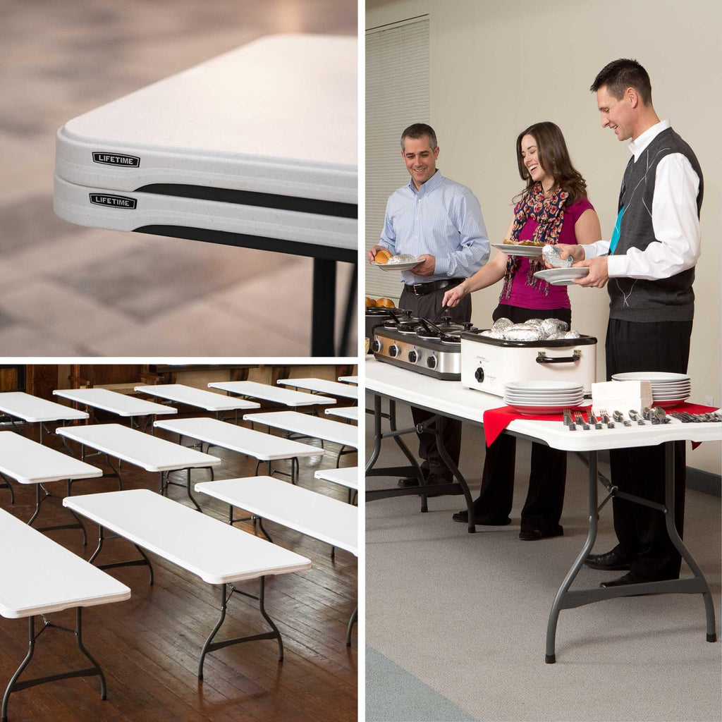 White Granite 8 Foot Rectangle Folding Table D2164