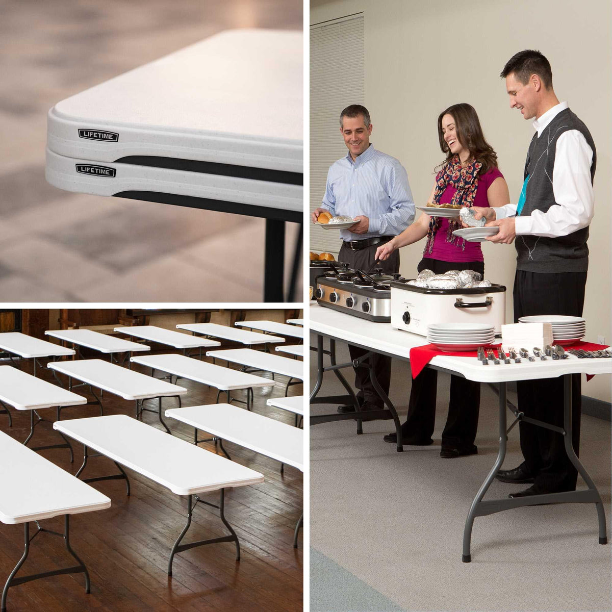 White Granite 8 Foot Rectangle Folding Table D2164
