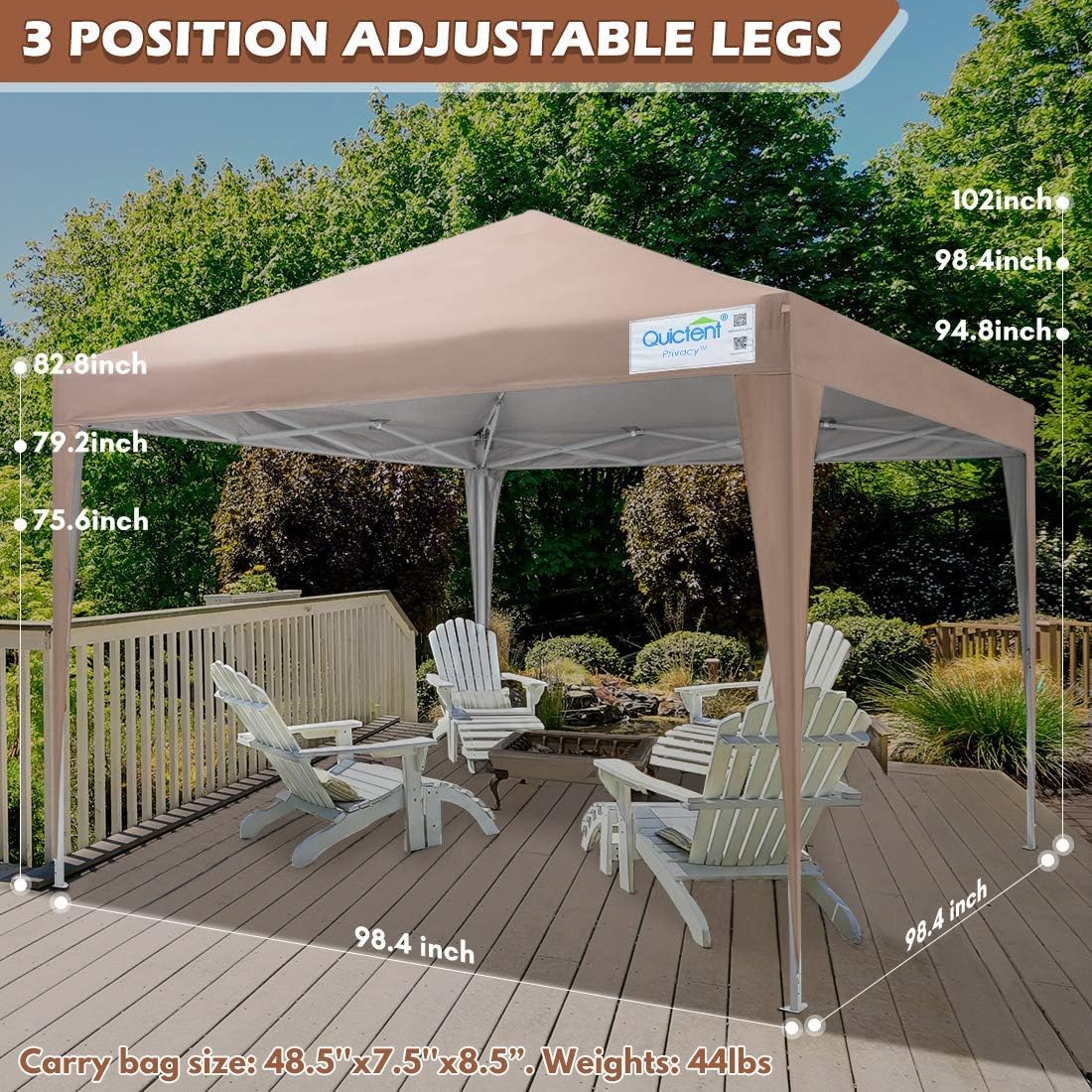 8x8 EZ Pop Up Canopy Tent with 4 Sidewalls, Mesh Windows & Wheeled Bag G2097