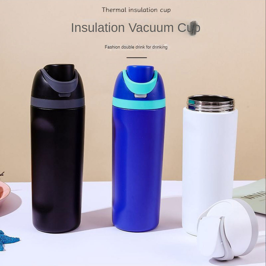 Blue Insulated Stainless Steel Water Bottle with Straw, 20oz Y70779