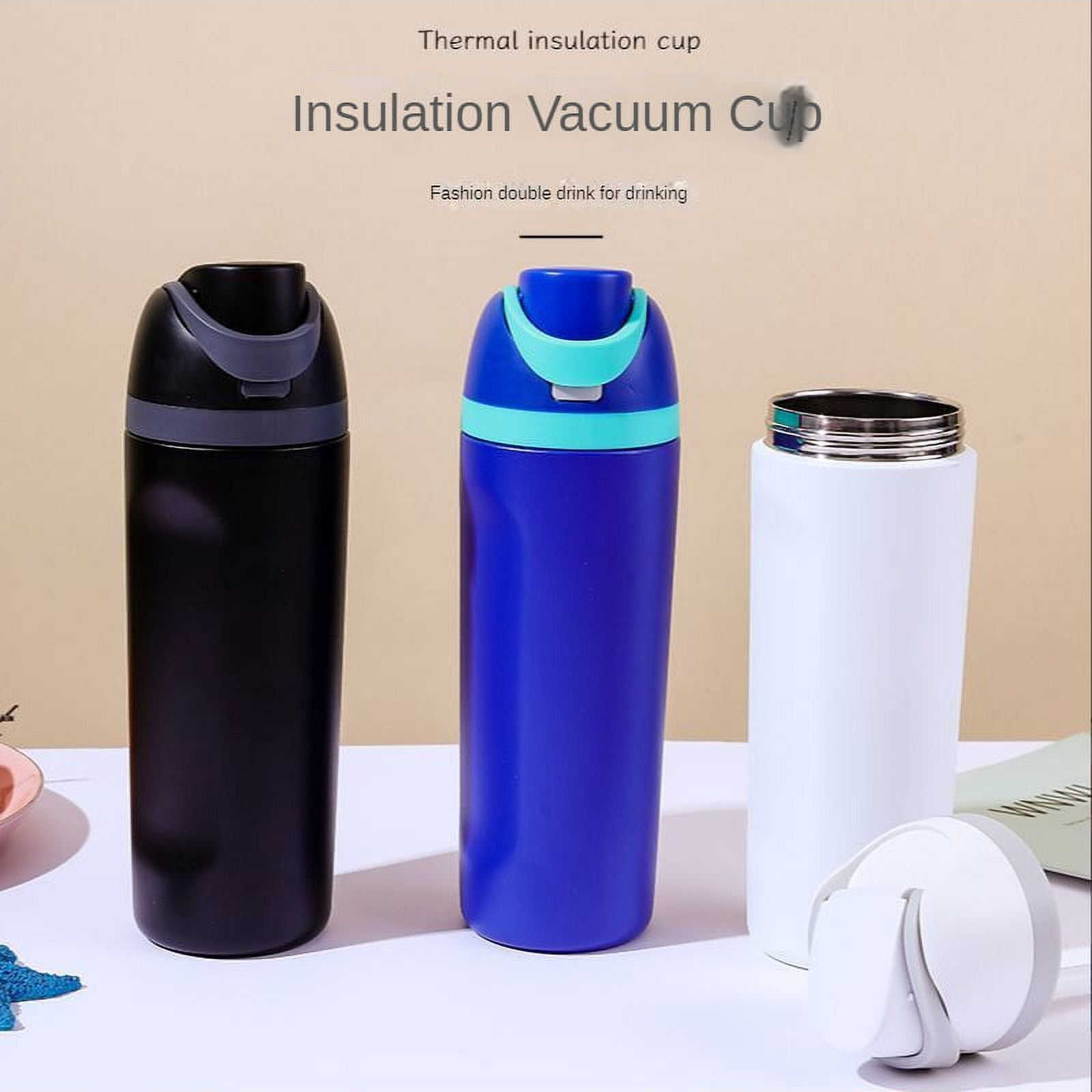 Blue Insulated Stainless Steel Water Bottle with Straw, 20oz Y70779