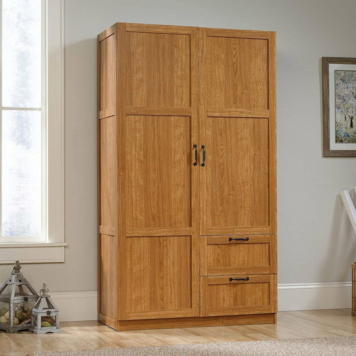 Medium Oak Brown Wardrobe Cabinet Storage Closet Organizer O6790