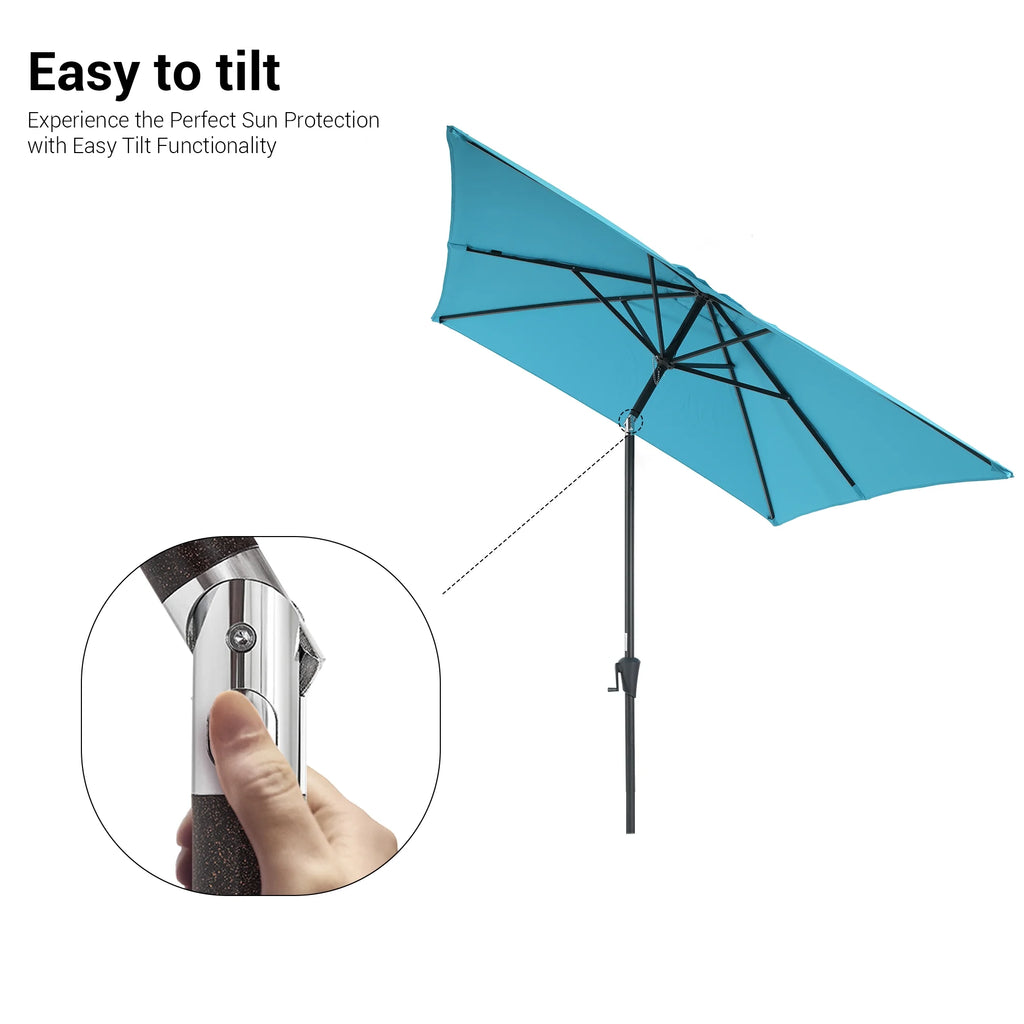 Aqua Blue Patio Market Umbrella with Tilt Button D59961