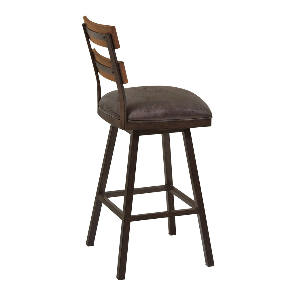 Counter Height Swivel Barstool in Espresso Fabric and Auburn Bay Finish with Walnut Wood S7407