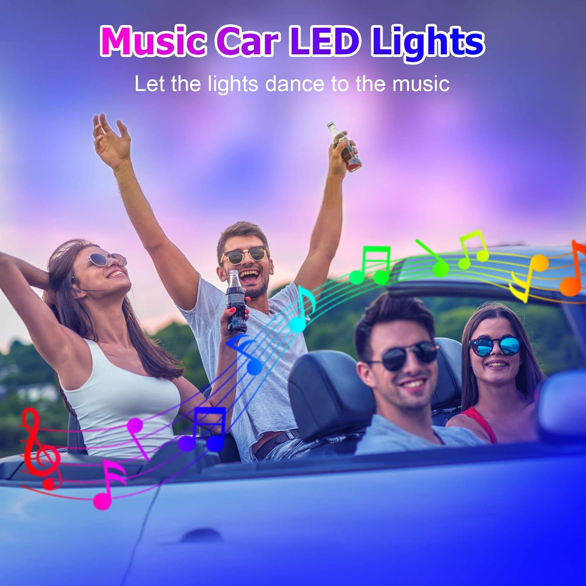6 in 1 Car LED Strip Lights with Remote and APP Control S872441