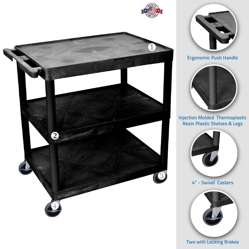 Black 3-Shelf Utility Cart Y696458
