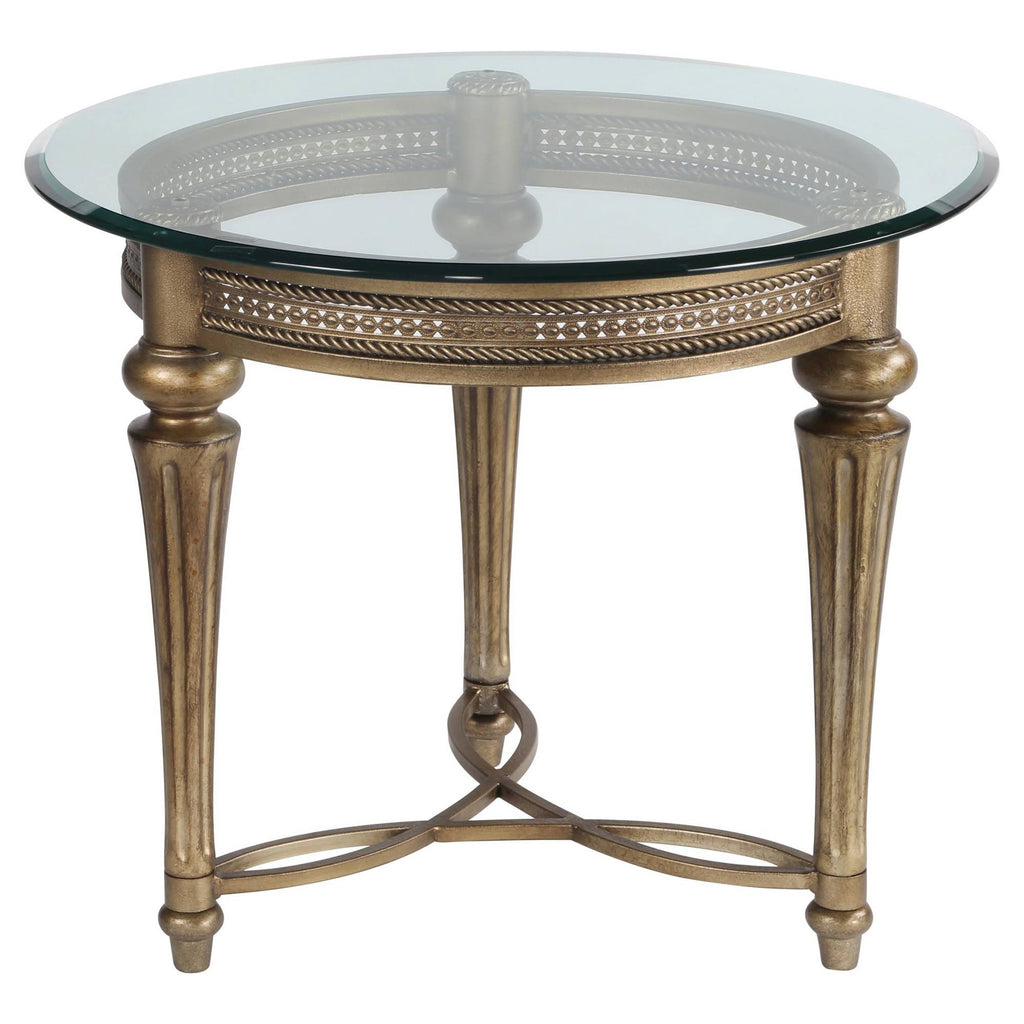Round End Table with Glass Top S6502
