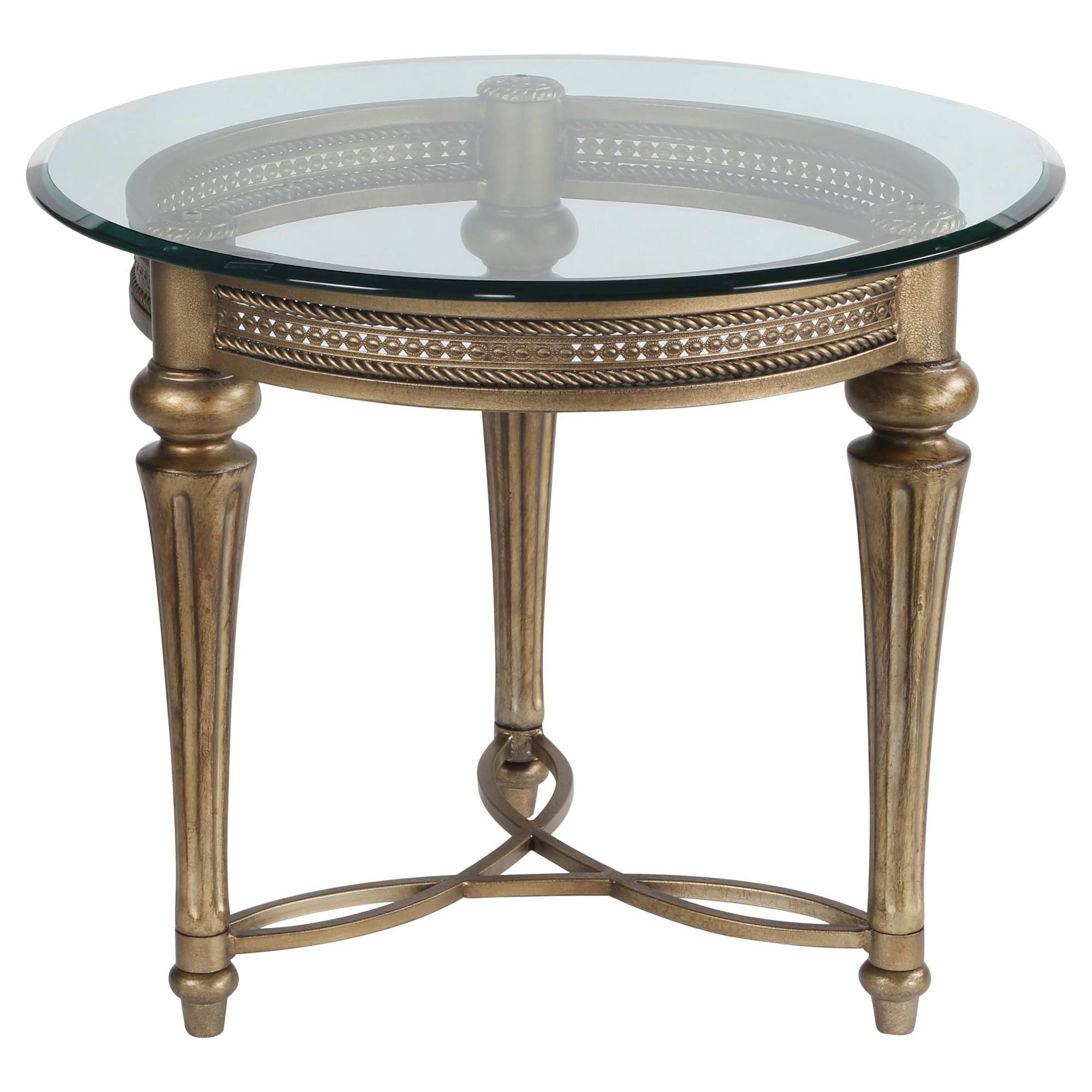 Round End Table with Glass Top S6502