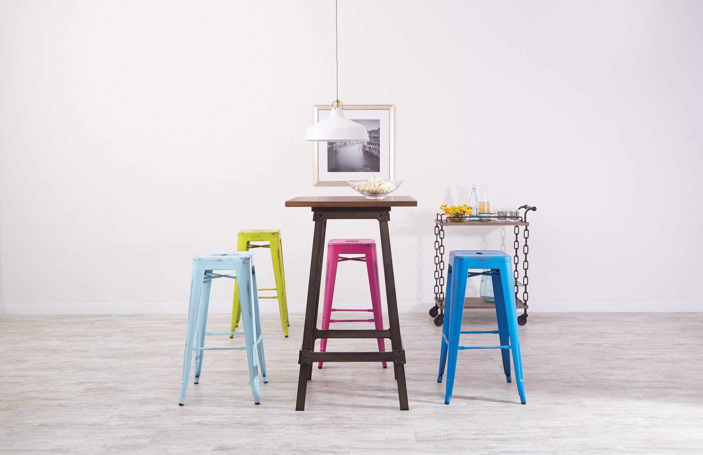 Antique Pink Metal Barstool 2-Pack M691520