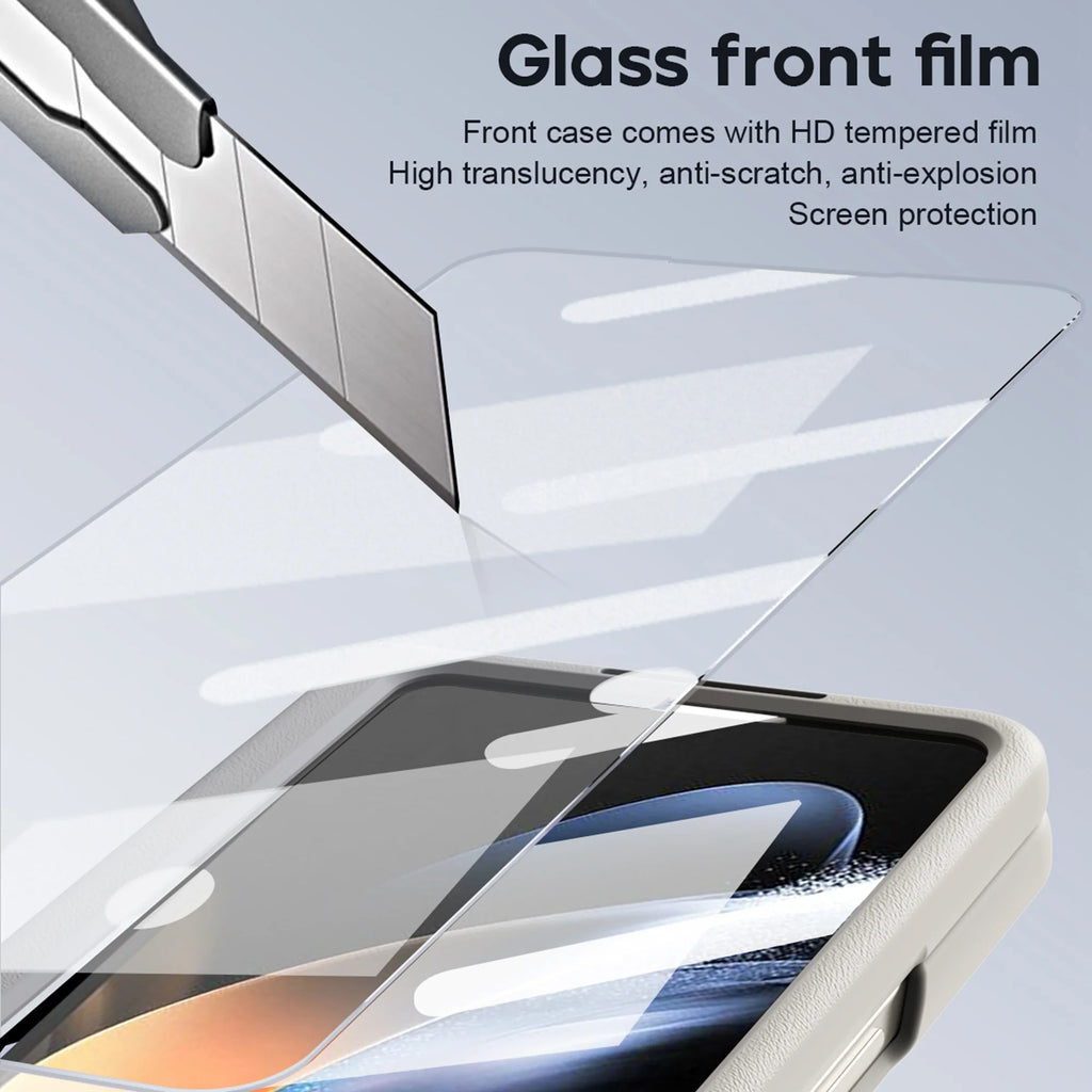 White Ultra Thin Magnetic Kickstand Phone Case for Samsung Galaxy Z Fold 4 W388