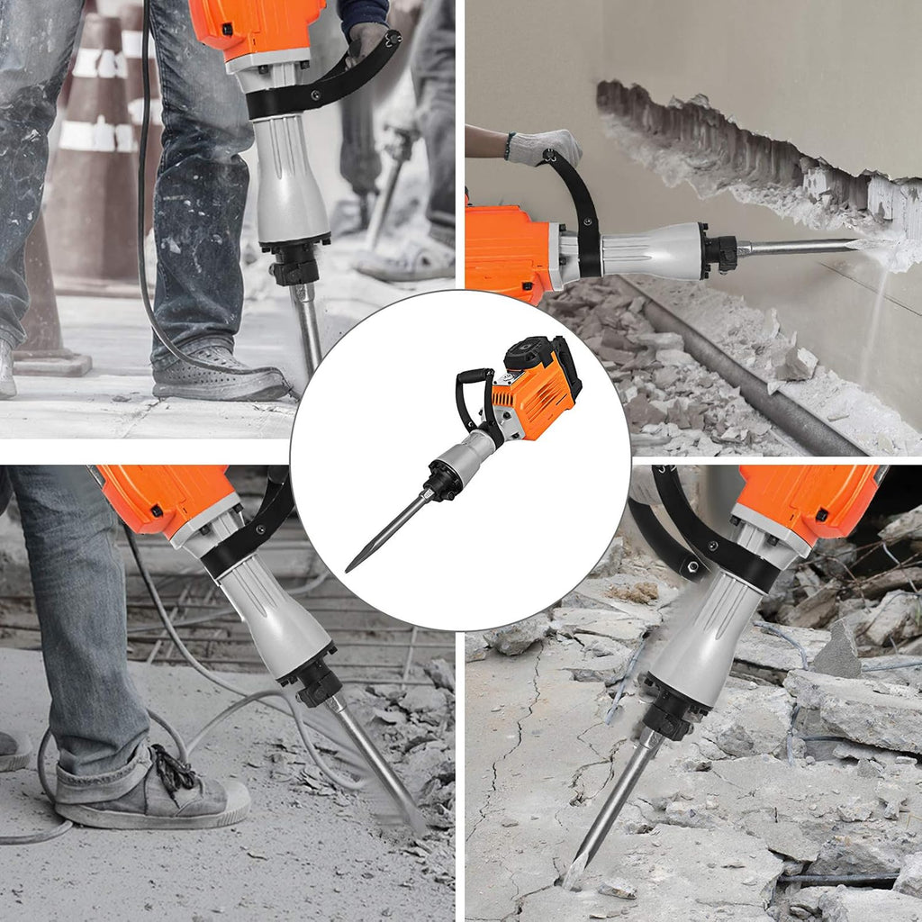 2200W Electric Demolition Hammer Concrete Breaker with Flat Chisel Bull Point Chisel D74700
