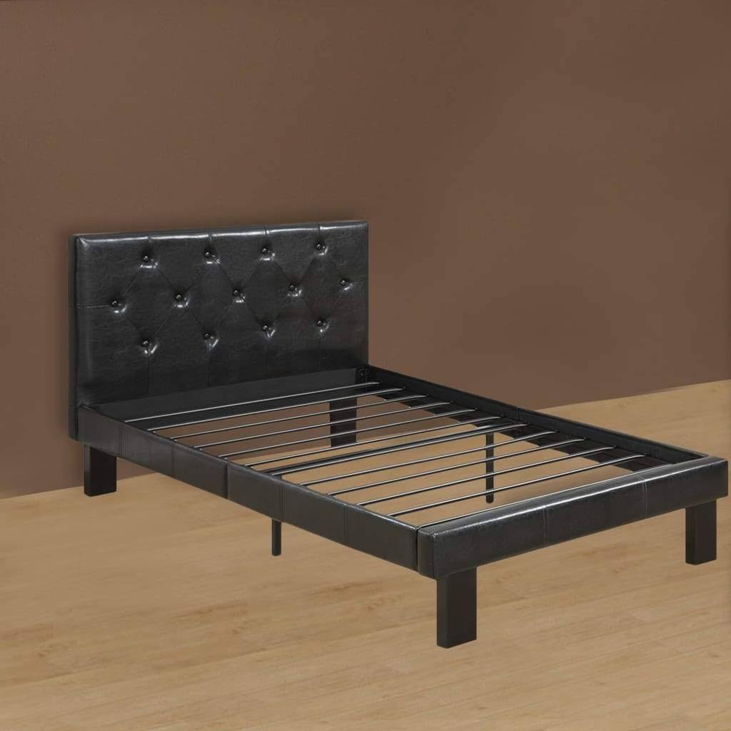 Black Faux Leather Headboard Full Bed S436748