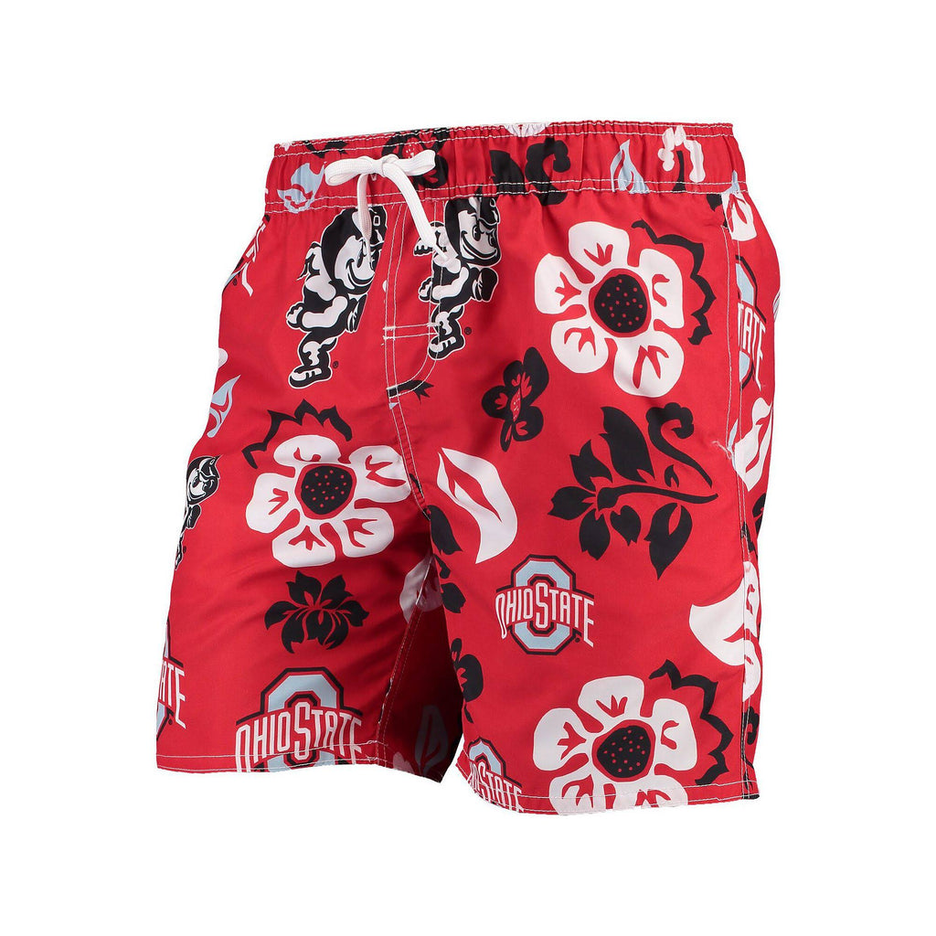 Scarlet Ohio State Buckeyes Floral Volley Swim Trunk F170