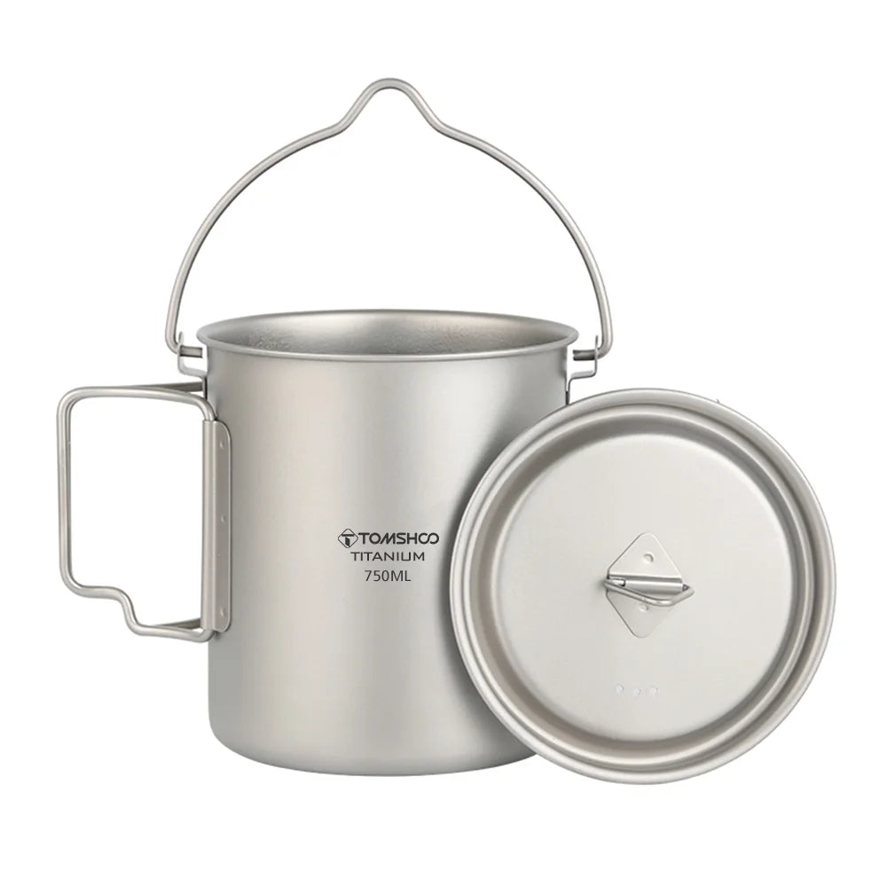 Titanium Pot 750ml with Lid and Foldable Handles L741590
