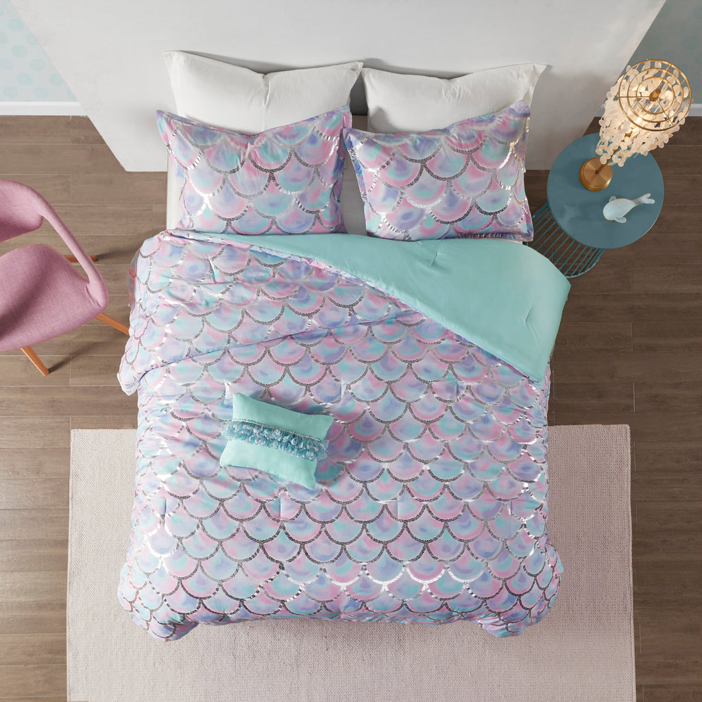 Twin/Twin XL 3-Piece Reversible Comforter Set with Decor Pillow F7129