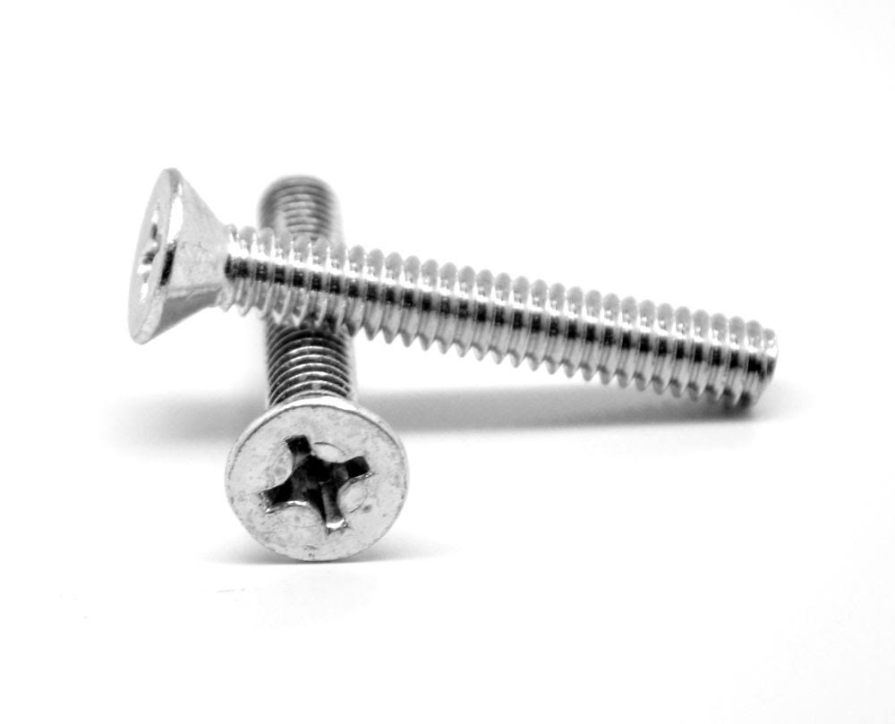 #8-32 x 1/2 Coarse Thread Machine Screw Phillips Flat Head Low Carbon Steel Zinc Plated Y836623