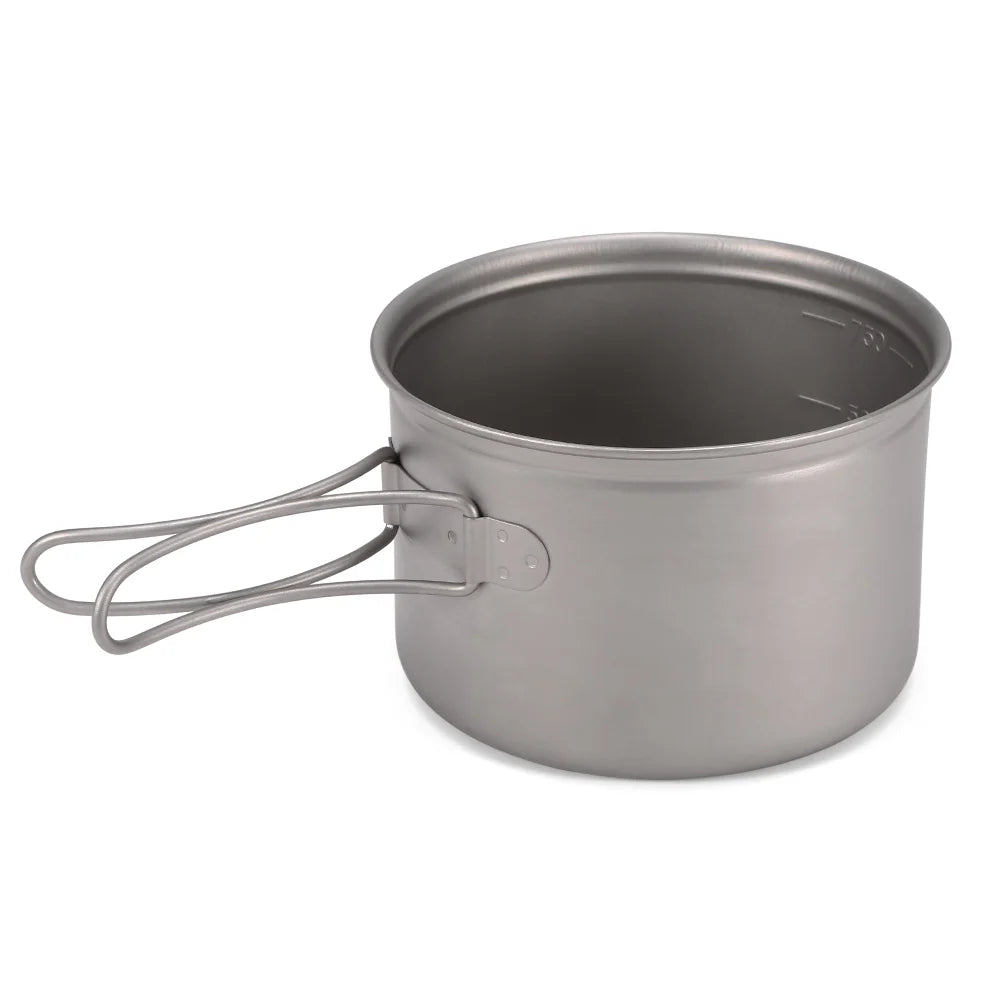 Titanium Cookware Set 1000ml 750ml Pot Pan Spoon Set E6491