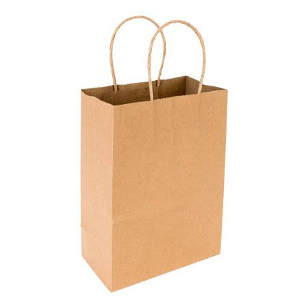 Kraft Paper Retail Bag with Handles, 10 inch x 6 3/4 inch x 12 inch, 100 Count Box, Brown J42209