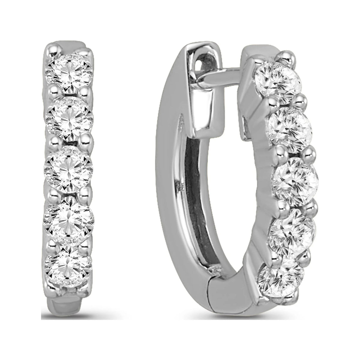 10K White Gold Hoop Earrings T4680