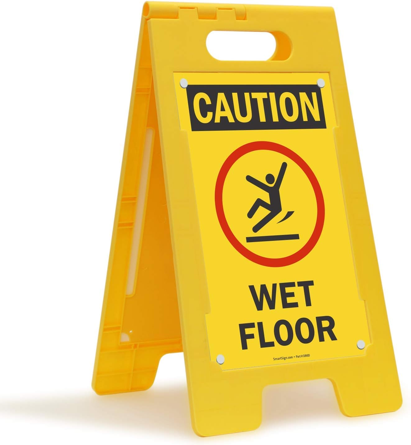 Caution Wet Floor Folding Floor Sign, Black/Red on Yellow, Pack of 2 W11723