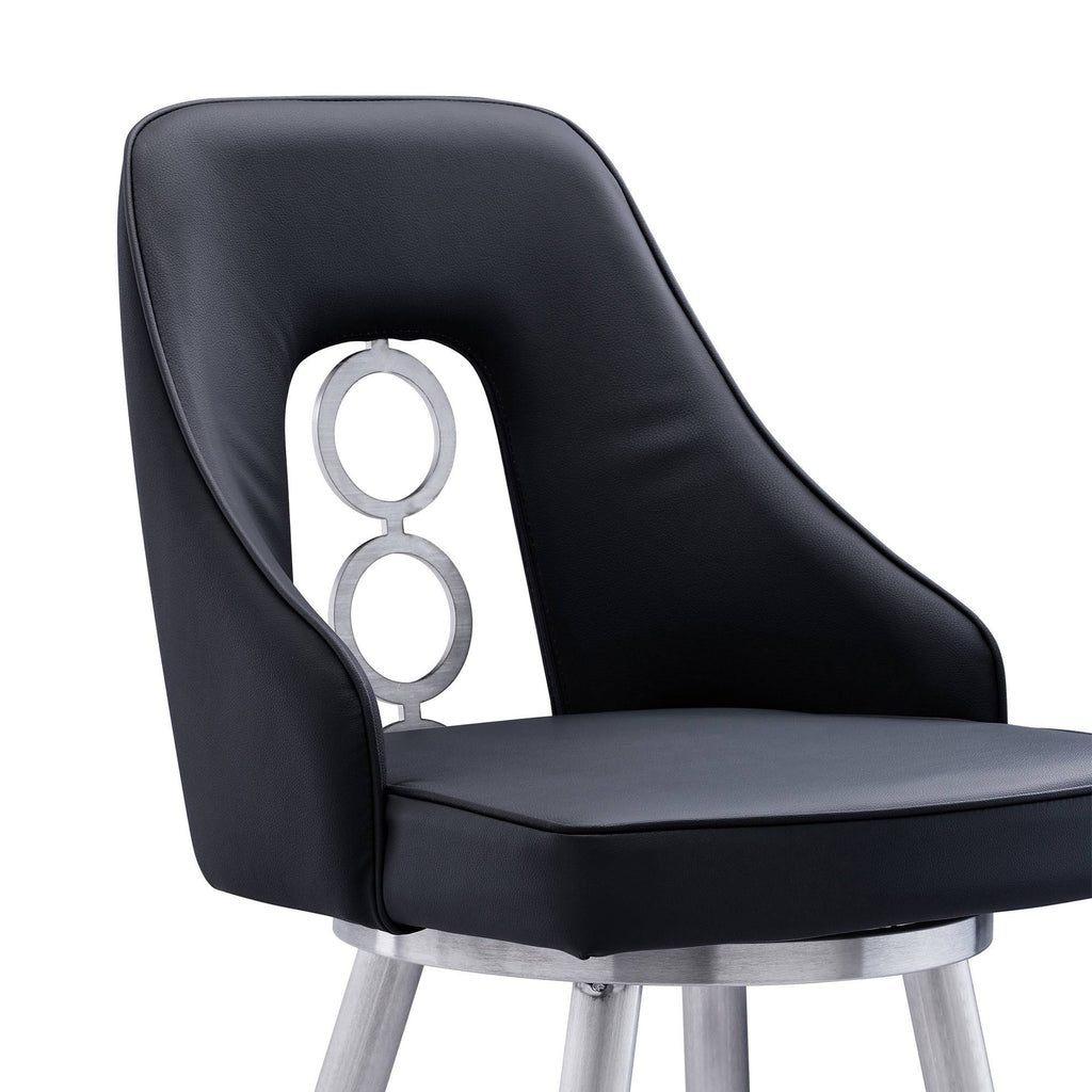 Black Faux Leather Bar Height Barstool B1896