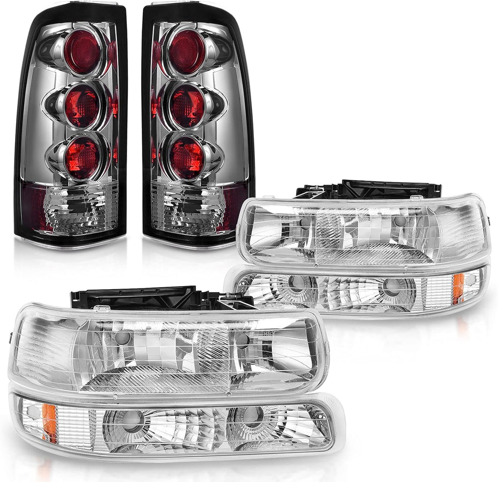 Chrome Housing Replacement Headlights + Smoke Lens Taillights Combo U5886