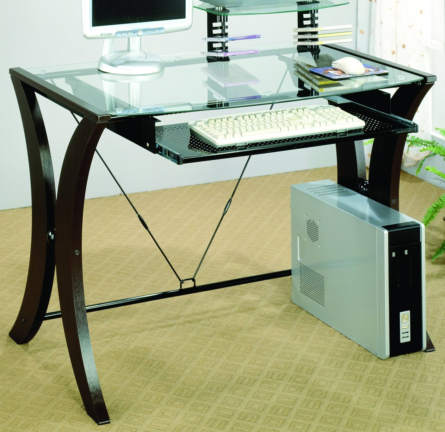 Cappuccino Glass Top Table Desk X665