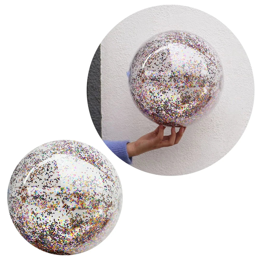 4pcs Glitter Sequin Beach Balls Inflatable PVC Toys with Pumps L251197