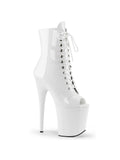 White Patent 8 Peep Toe Lace-Up Ankle K707