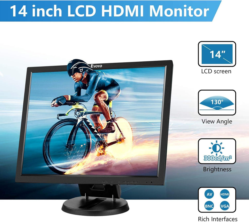 14 inch LCD HDMI Monitor with Built-in Speakers and Remote H774