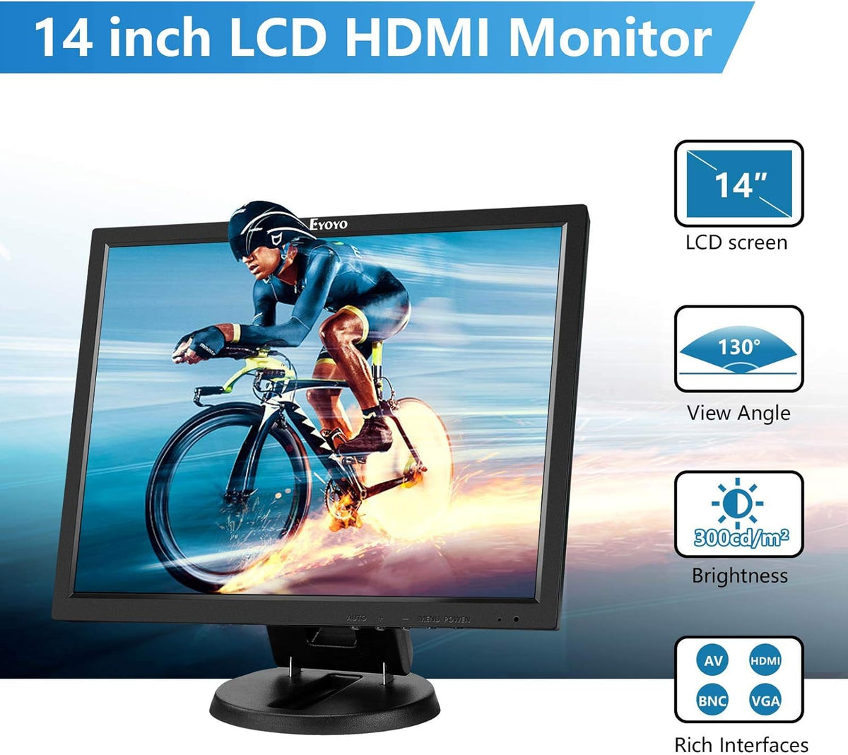 14 inch LCD HDMI Monitor with Built-in Speakers and Remote H774