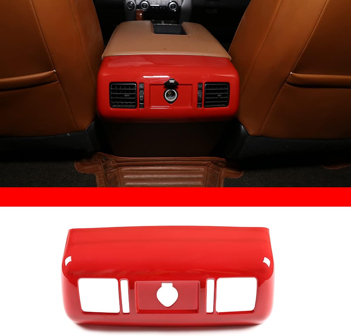 ABS Rear Central Armrest Air Conditioning Vent Decorative Frame (Red) E5421